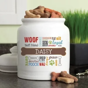 Personalized Dog Words Treat Jar Available In Multiple Colors