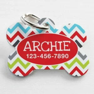 Personalized Pet Tag, Red Chevron