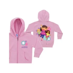 Personalized Dora and Friends Flower Girls Toddler Girls' Zip-Up Hoodie, Pink