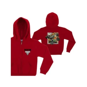 Personalized Monster Jam Crunch Bunch Boys' Red Zip-Up Hoodie