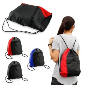 Colorblock Drawstring Backpack Cinch Sack School Tote Gym Bag Sport Pack