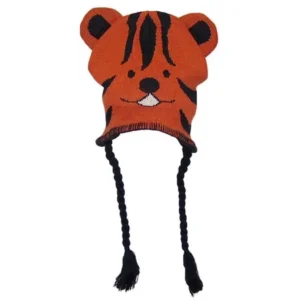 Gold Medal Little Kids Tight Knit Animal Ear Flap Hat (One Size) - Tiger