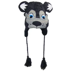 Best Winter Hats Little Kids Knit Cartoon Animal Ear Flap Hat (One Size) - Wolf