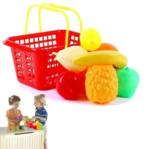 Gift | Dazzling Toys Pretend Play Fruit Set with Shopping Basket for Kids - 9 Piece Set