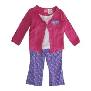 Little Girls Pink Floral Button Top Patterned 2 Pc Legging Set 2-4T