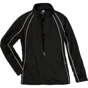 The "Kids' Collection" Girls' Black/White Olympian Warm-up Jacket from - Youth Large