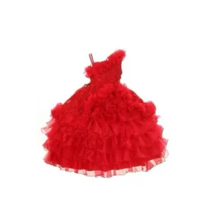 Rain Kids Little Girls Red One Shoulder Pageant Dress 4