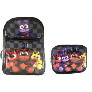 Five Nights at Freddy's Large Backpack 16" Boys School Book Bag Plus Lunch Bag