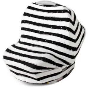 Kids N' Such Car Seat Canopy, Nursing Cover, Shopping Cart Cover, and Breastfeeding Scarf- Black and White Stripes with Gold Polka Dot Carseat Canopy Cover for Baby Girls and Boys