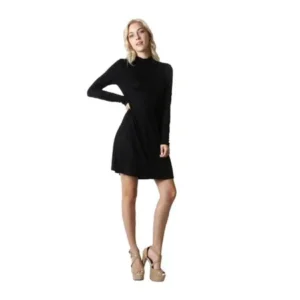 RS9854 - Women's Basic Long Sleeve Slim Fit Mock Neckline Dress Tunic Top