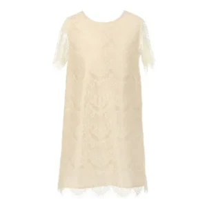 Big Girls Ivory Eyelet Lace Scallop Short Sleeved Party Dress 14