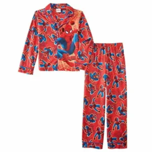 Marvel Boys Red Ultimate Spider-Man Pajamas Go Spidey Flannel Sleepwear Set