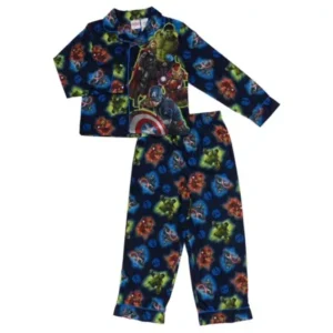 Marvel Comics Boys Blue Flannel Pajamas Avengers Age Of Ultron Sleepwear Set 4-5