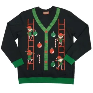 Holiday Fleece Mens Black Big & Tall Christmas Elves Sweatshirt