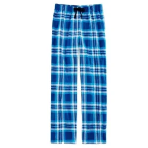 Boys Blue Plaid Sleep Pants Fleece Pajama Bottoms Lounge Pants XXS (4-5)