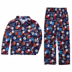 Joe Boxer Boys Blue Flannel Sleepwear Sports Themed Pajama Set