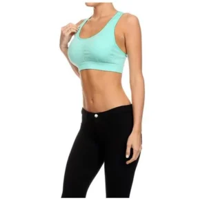 Women's Athletic Racerback Sports Bra Support Gym Yoga Workout Active Wear Teal Medium