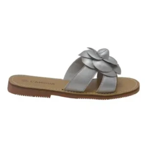 Girls Silver Flower Accent Thong Trendy Sandals 11-4 Kids