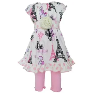 Baby Girls Pink Poodles in Paris Dress Legging Boutique Outfit 12-24M