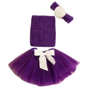 Girls Purple Tutu Bow Flower Headband Outfit Set 0-8Y