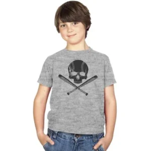 Youth Jolly Baseball Cool Sports T shirt Funny Pirate Design for Kids