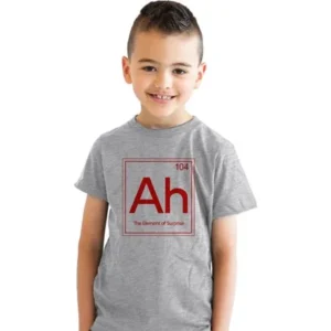 Crazy Dog T-shirts Youth Element of Surprise (Ah) T Shirt Cool Science Periodic Table Tee for Kids