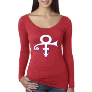 New Way 408 - Women's Long Sleeve T-Shirt Prince Purple Rain Love Logo Symbol RIP Small Red