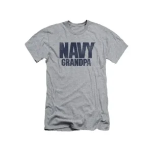 Navy Grandpa Distressed Simple Block Logo Athletic Heather Adult Slim T-Shirt