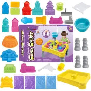 Water Sand Table Play Sets for Kids with Magic Sand Multiple Castle Model and Creative Sand Molding Educational Toy DIY kids Gift (16pcs) 4lb Play Sand F-95