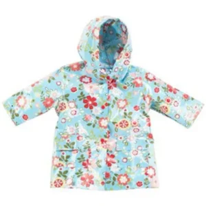 Pluie Pluie Girls Blue Size 7-8 Floral Lined Raincoat Outerwear