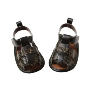 Baby Boys Black Patent Shine Ankle T Strap Leather Sandals 0-18M