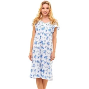Womens Nightgown Sleepwear Cotton Pajamas - Womans Short Sleeve Sleep Dress Nightshirt