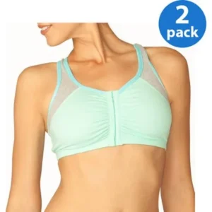 Women's Front Close Racerback Sport Bra, Style FT390, 2-Pack