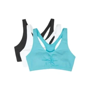 Womens Shirred Front Tank Racerback Sports Bra, Style FT170, 3-Pack