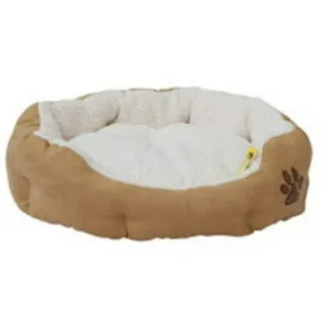 "ALEKO PB02S Small 18X17X6"" Soft Plush Beige Pet Cushion Crate Bed For Dogs and Cats with Removable Insert Pillow"