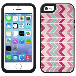 Skin Decal for OtterBox Symmetry Apple iPhone SE Case - Chevron Vertical Mauve Teal Pink