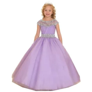 Little Girls Lilac Sparkle Accents Organza Pageant Dress 3T-6