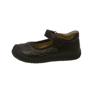 Angel Girls Black Leather Ruffle Detail Mary Jane Shoes 11-12 Kids