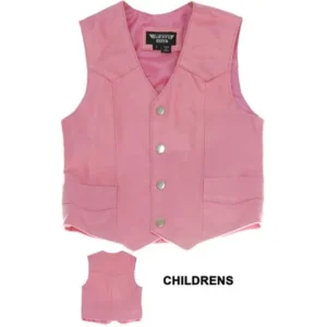 Childrens Pink Leather Vest #KV1230PINK