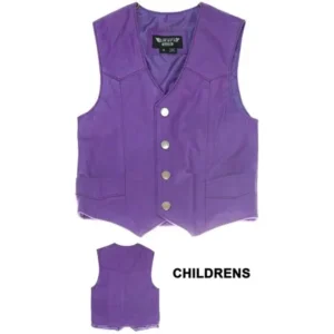 Childrens Purple Leather Vest #KV1230PURP