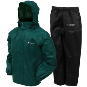 Frogg Toggs All Sport Rain Suit, Dark Green Jacket/Black Pants, Size Small