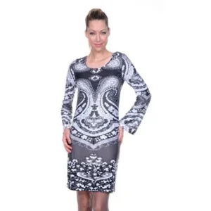 White Mark 809-014-B-241-XL Womens Eleanor Dress, Black & White - Extra Large