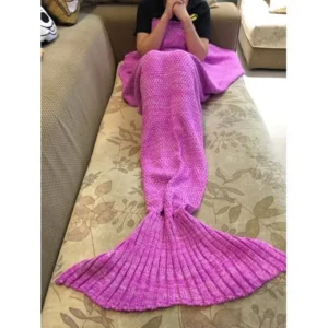 T.Y.S Mermaid Tail Blanket for Kids and Adults,Crochet Soft and Fashion Sleeping Blankets (55'x28', Pink)