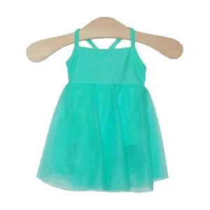 Girls Mint Rhinestone Trim Empire Waist Style Dancewear Dress