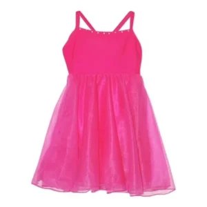 Girls Raspberry Rhinestone Trim Empire Waist Style Dancewear Dress