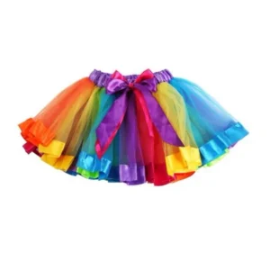 VoberryÂ® Fashionable Cute Girls Kids Petticoat Rainbow Colorful Pettiskirt Bowknot Skirt Tutu Dress Dancewear Short Skirt for Girls 4-6 Years