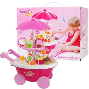 Binmer New Kids Toys Simulation Mini Candy Ice Cream Trolley Shop Pretend Play Set 39PC