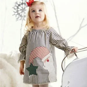BinmerÂ® Toddler Kids Baby Girls Santa Striped Princess Dress Christmas Outfits Clothes