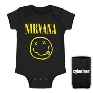 Nirvana T-Shirt Smiley Logo Kids Infant Childrens Onesie + Coolie (S-0-6mo)