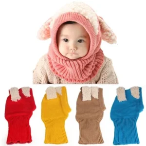 Winter Baby Kids Girls Boys Warm Woolen Coif Hood Scarf Caps Hats